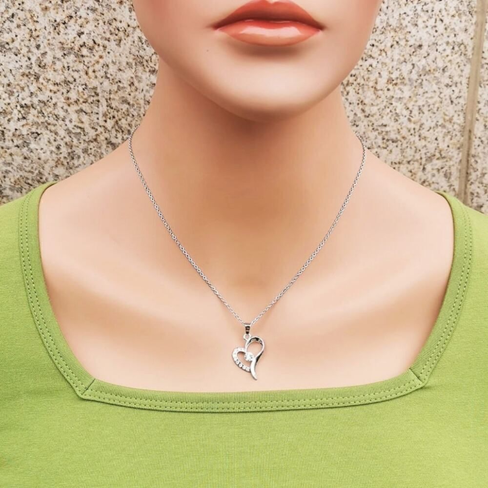 Simple Style Heart Shaped Chain and Pendant in Titanium Inlay Rhinestone… - Picture 3 of 4